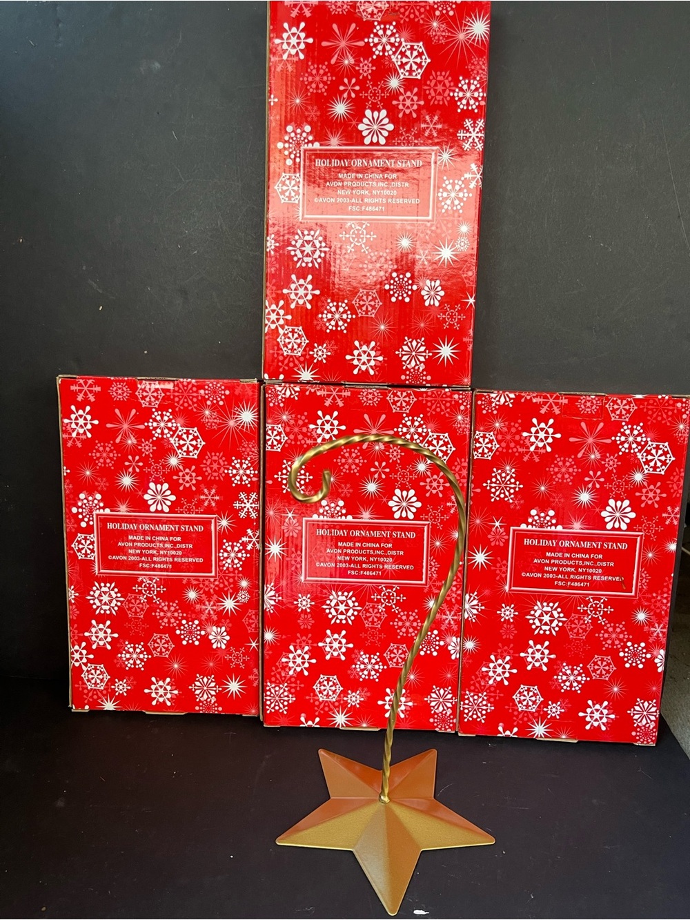 Avon Gold Star Ornament Stand set of 4